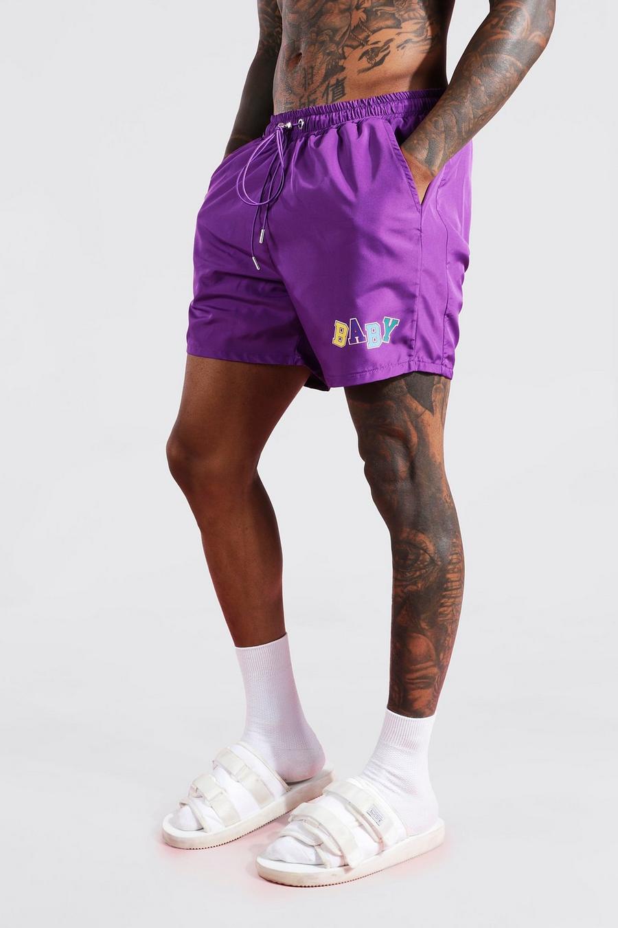 Purple שורט בגד ים עם הדפס image number 1