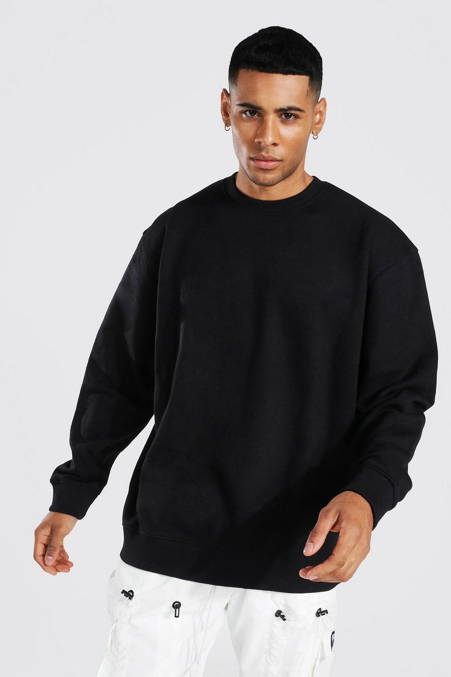 Black Oversize sweatshirt med rund hals i återvunnet tyg image number 1