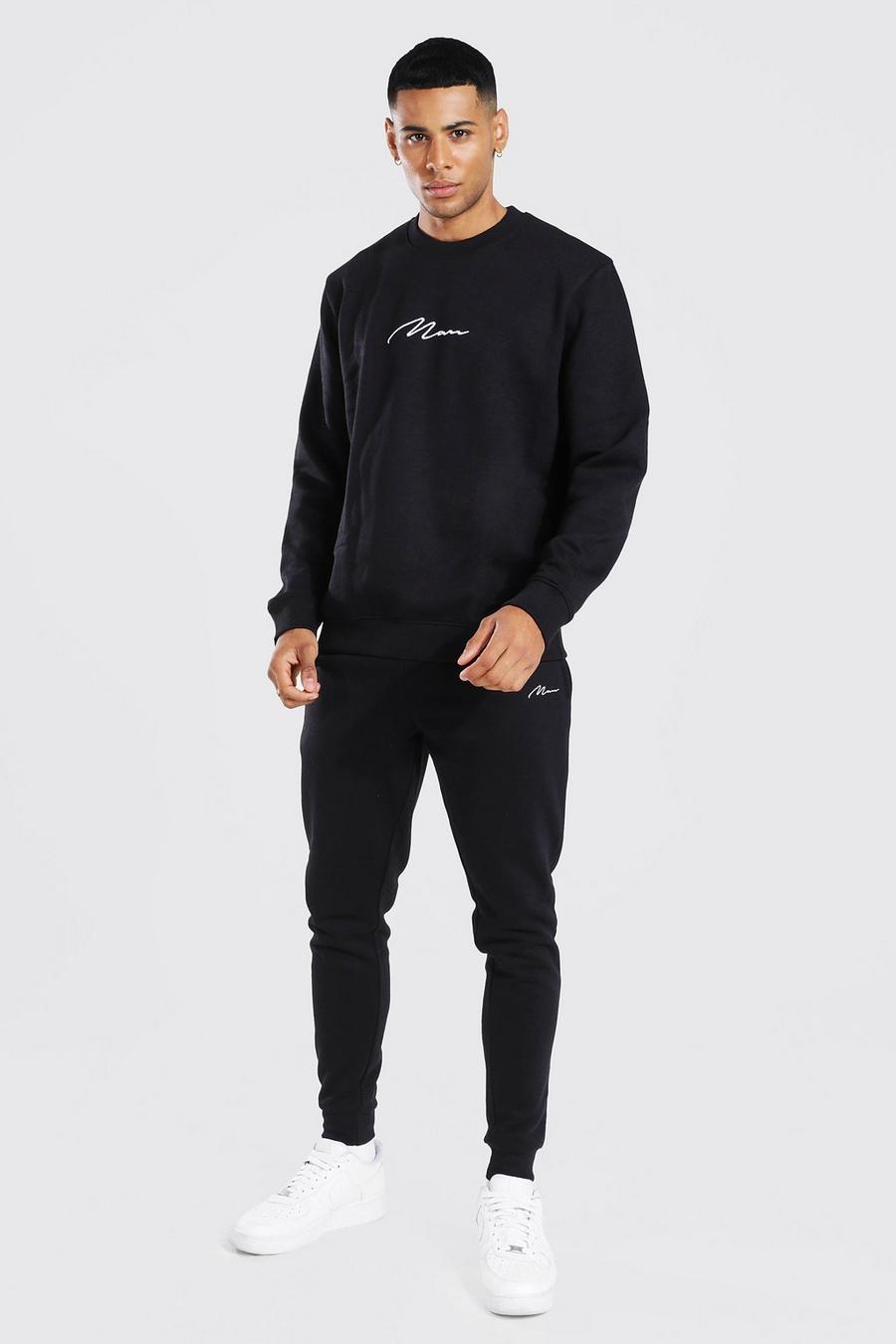 Recycelter Man Signature Sweatshirt-Trainingsanzug, Black schwarz image number 1