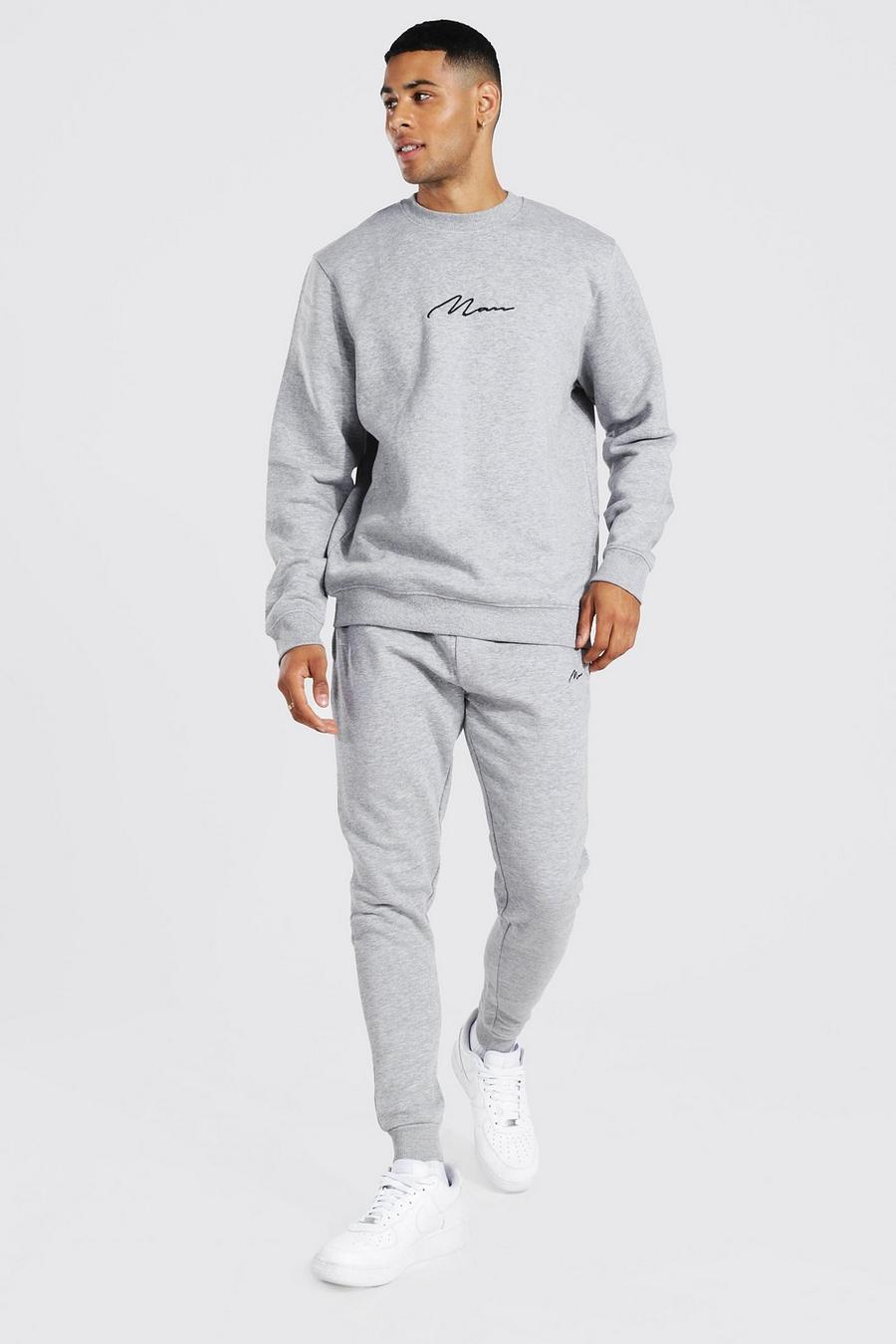  Man Signature Sweatshirt-Trainingsanzug, Grey image number 1