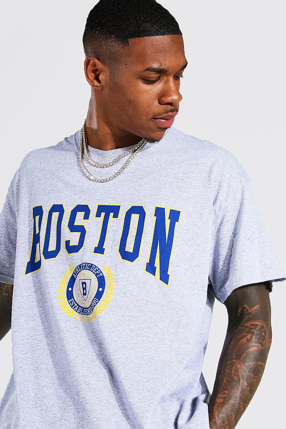 boohooMAN Men's Oversized Boston Varsity T-Shirt