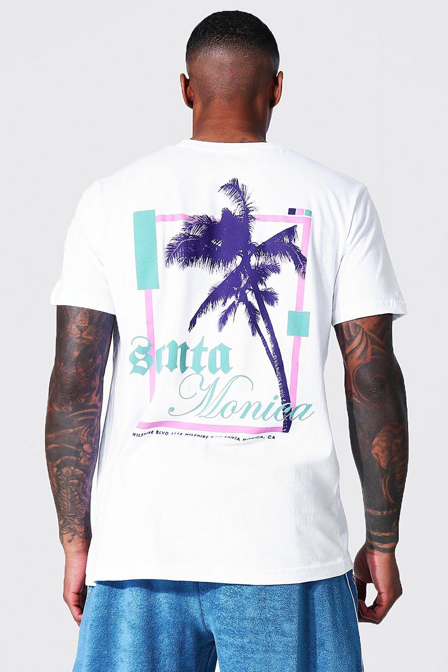 Camiseta oversize con estampado en la espalda de Santa Monica, White blanco image number 1
