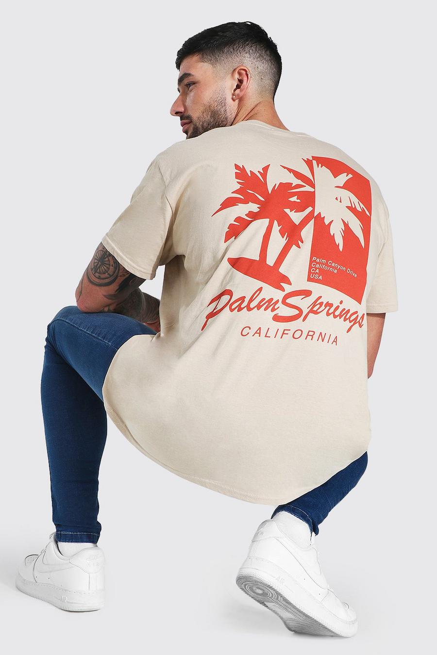 Sand beige Oversized Palm Springs T-Shirt Met Rugopdruk image number 1