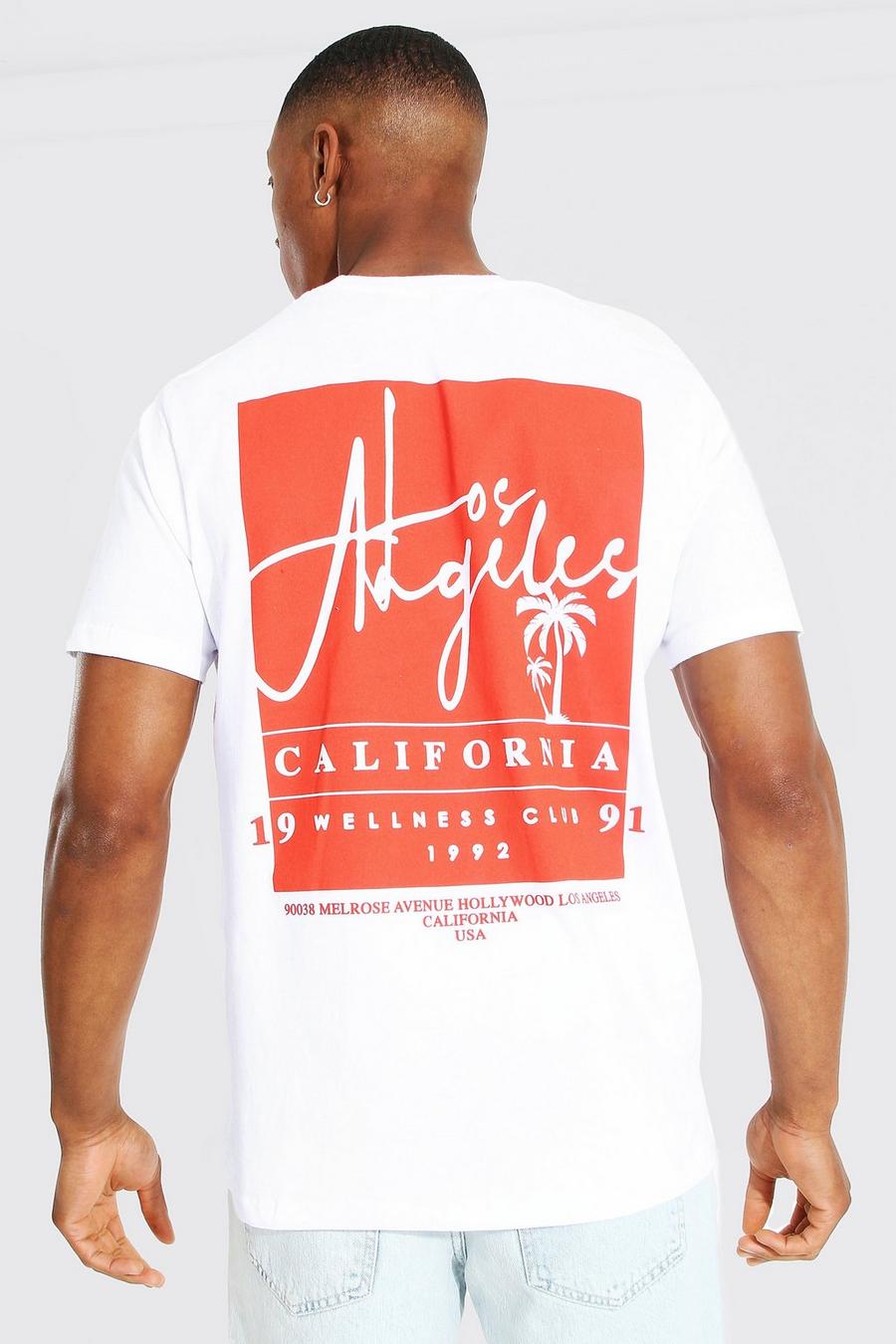 Camiseta oversize con estampado gráfico en la espalda de California, White blanco image number 1