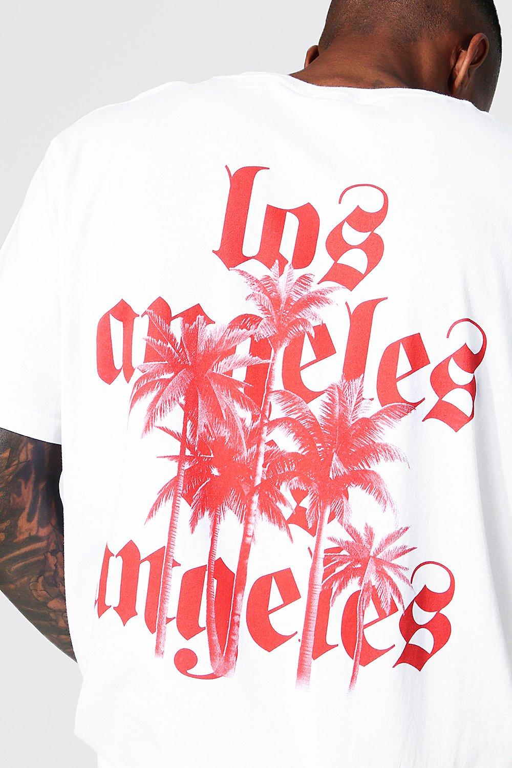 white & red graphic tee