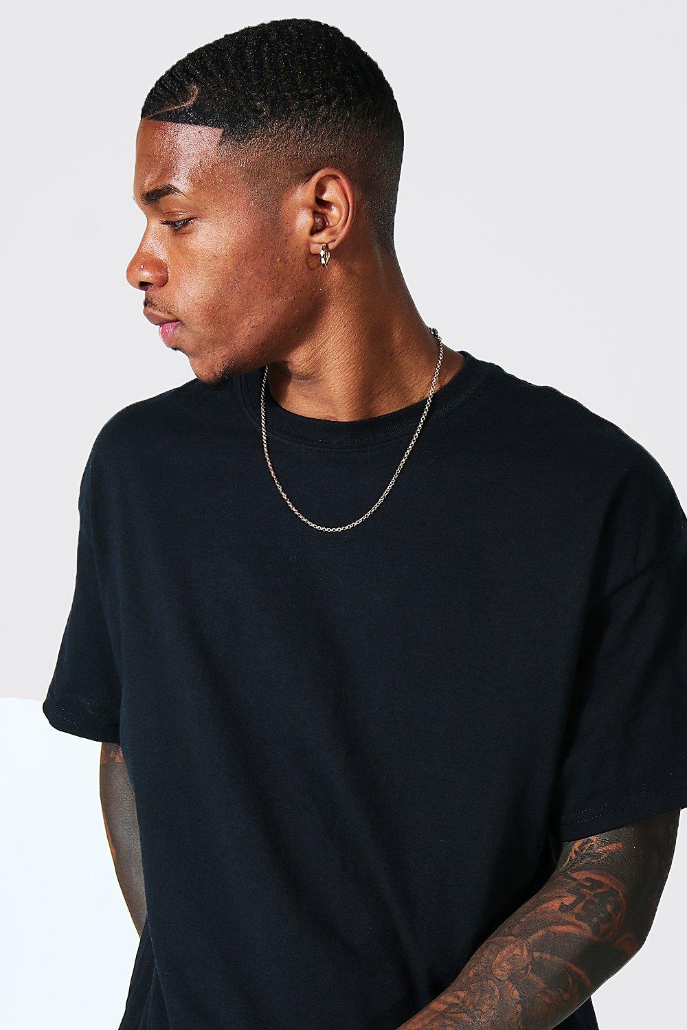 CHAIN DETAIL OVERSIZED TSHIRT IN BLACK