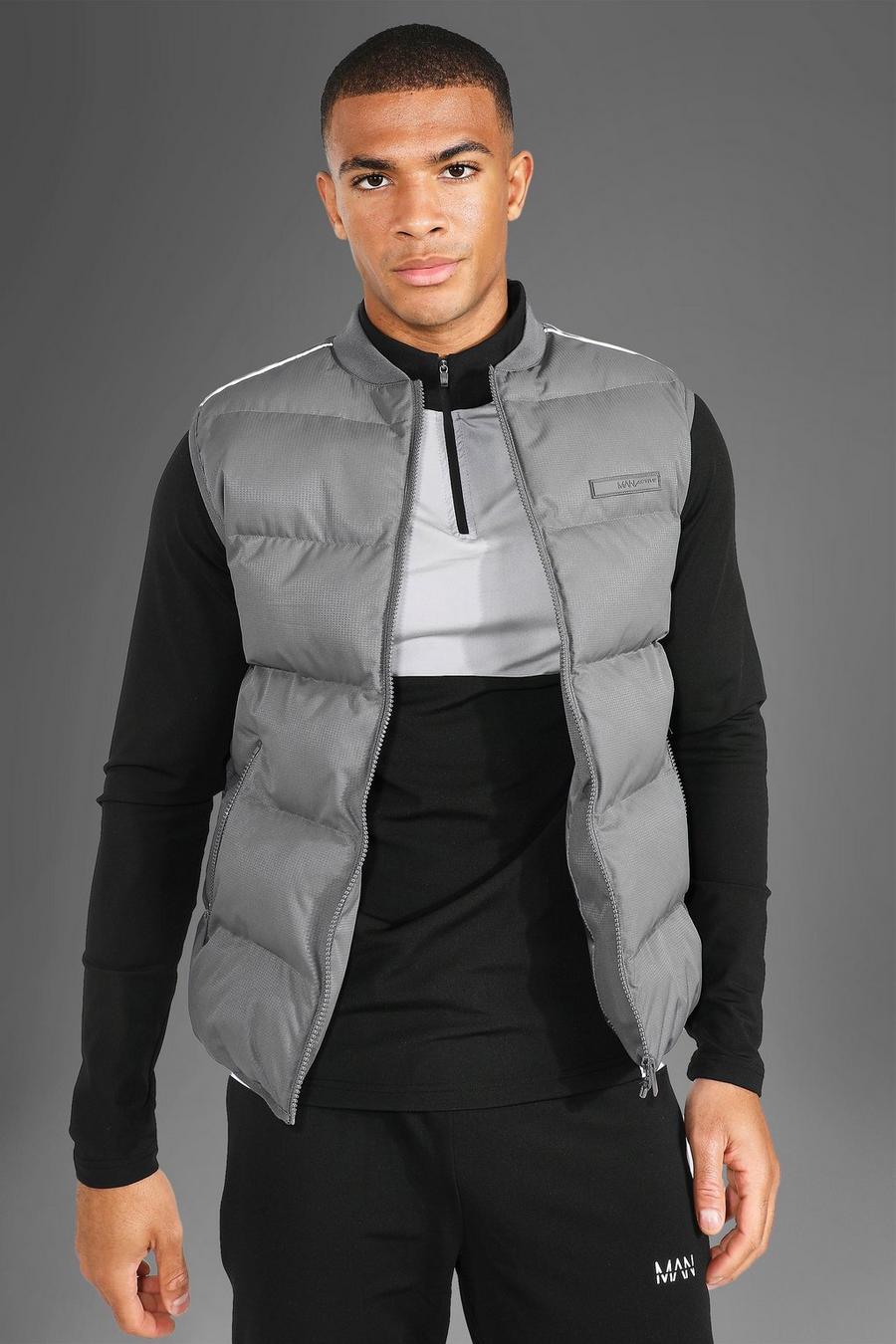 Grey Man Active Gym Reflective Puffer Body Warmer image number 1