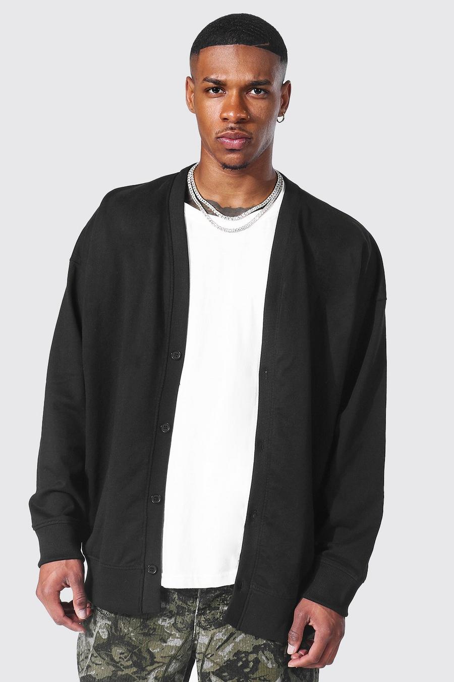 Cardigan oversize Man Official in jersey, Black nero image number 1