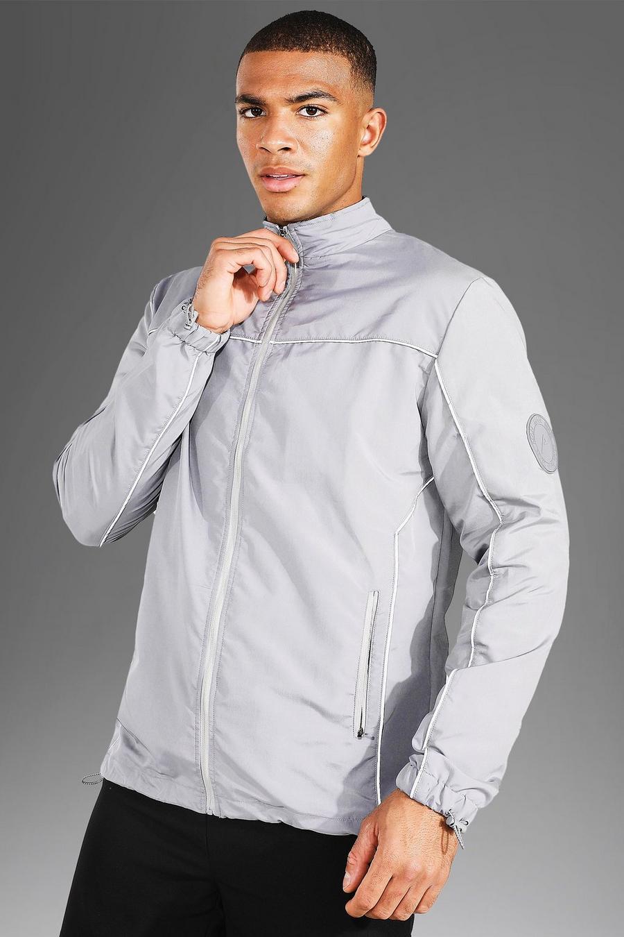 Grey Man Active Gym Reflective Piping Windbreaker image number 1