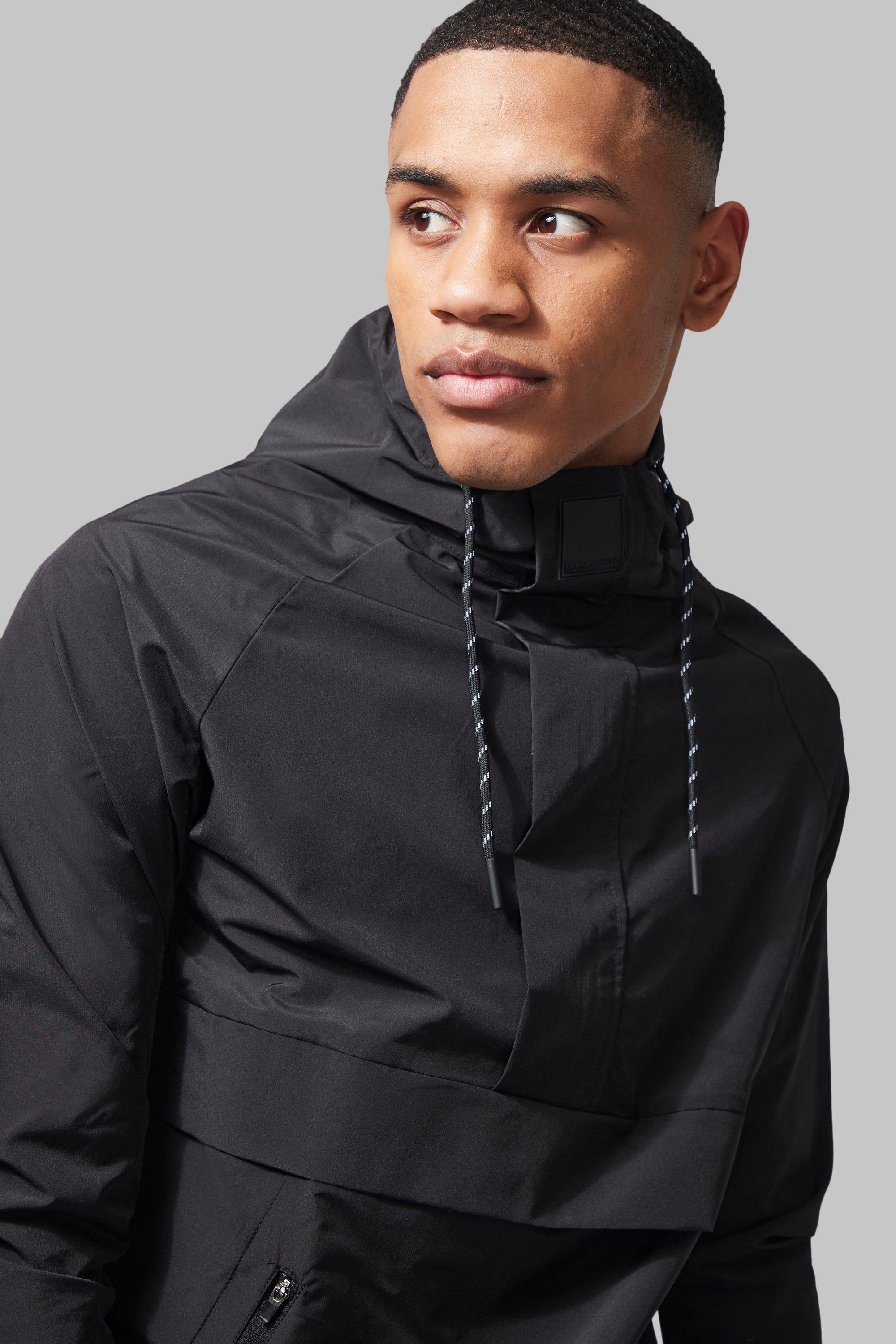 Black colour shop block windbreaker jacket