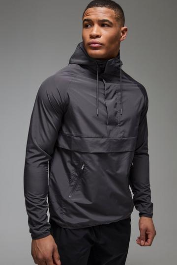 Charcoal Grey Man Active Gym Regular Fit Windbreaker