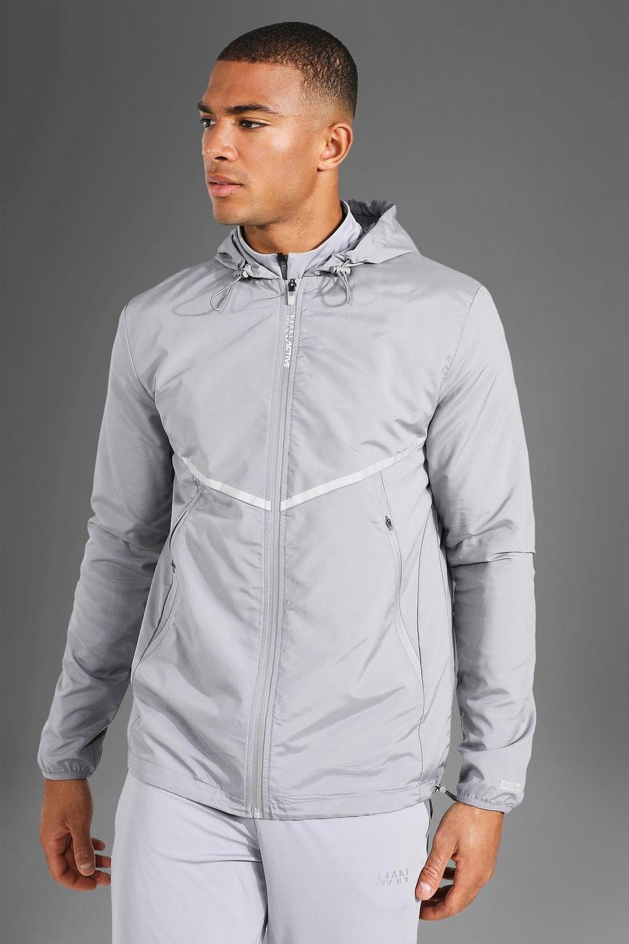 Grey Man Active Gym Taped Hooded Windbreaker image number 1