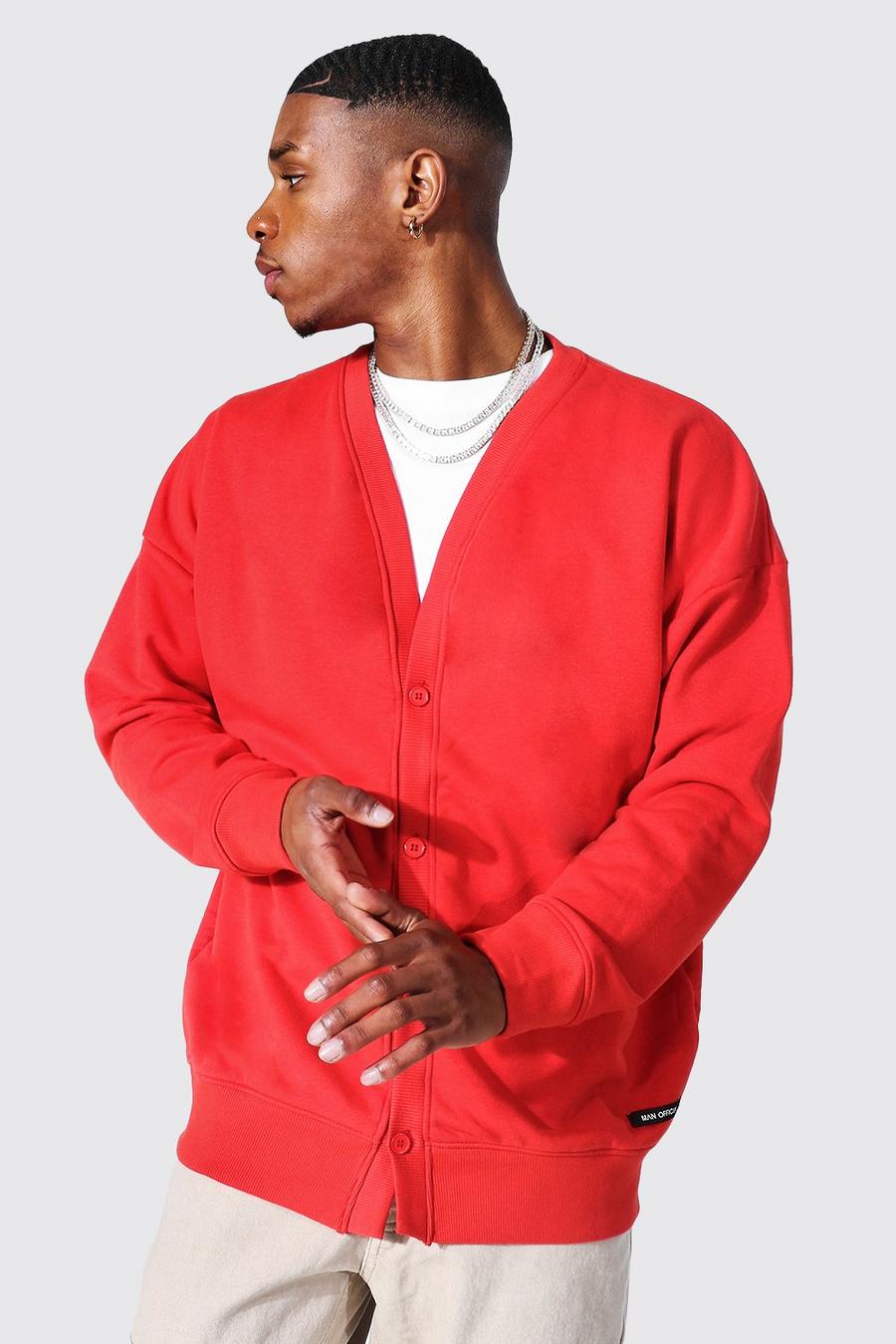 Oversize Man Official Cardigan aus Jersey, Red image number 1