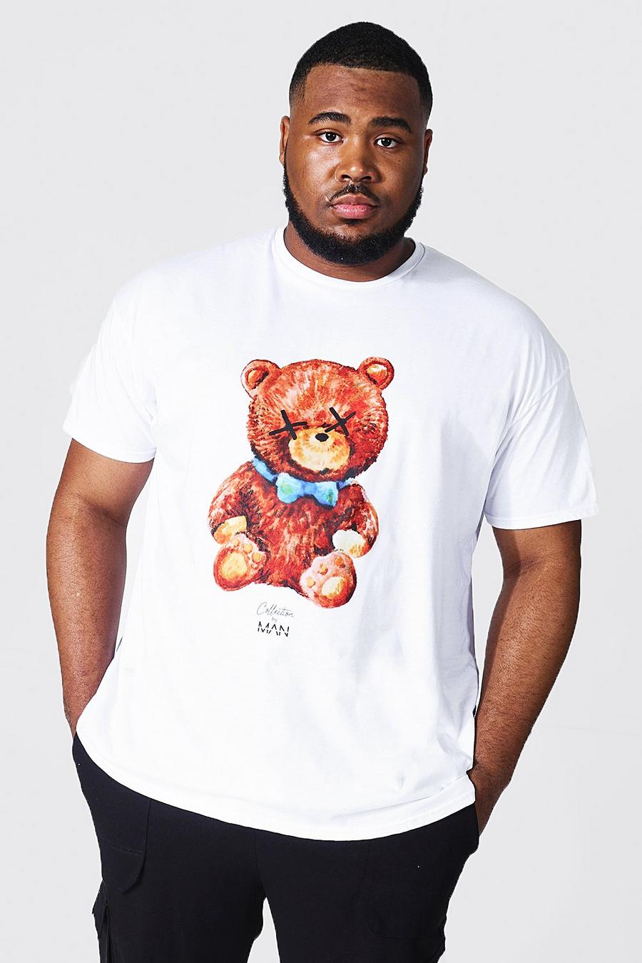 Plus Man Kollektion T-Shirt mit Teddy-Print , White image number 1
