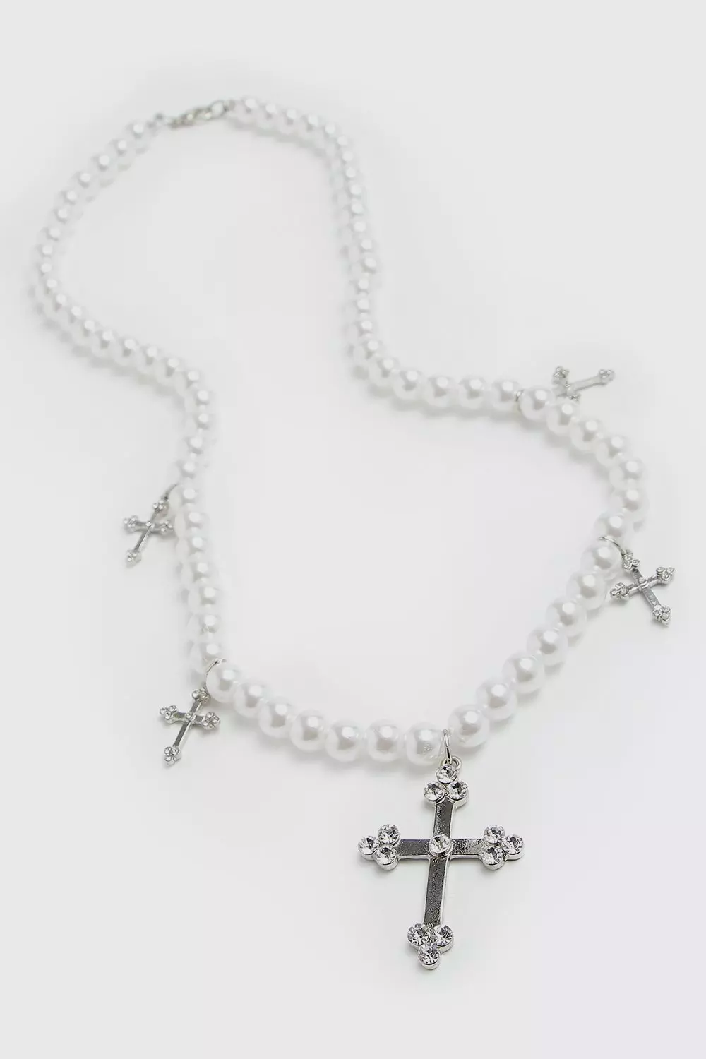 Pearl store necklace cross