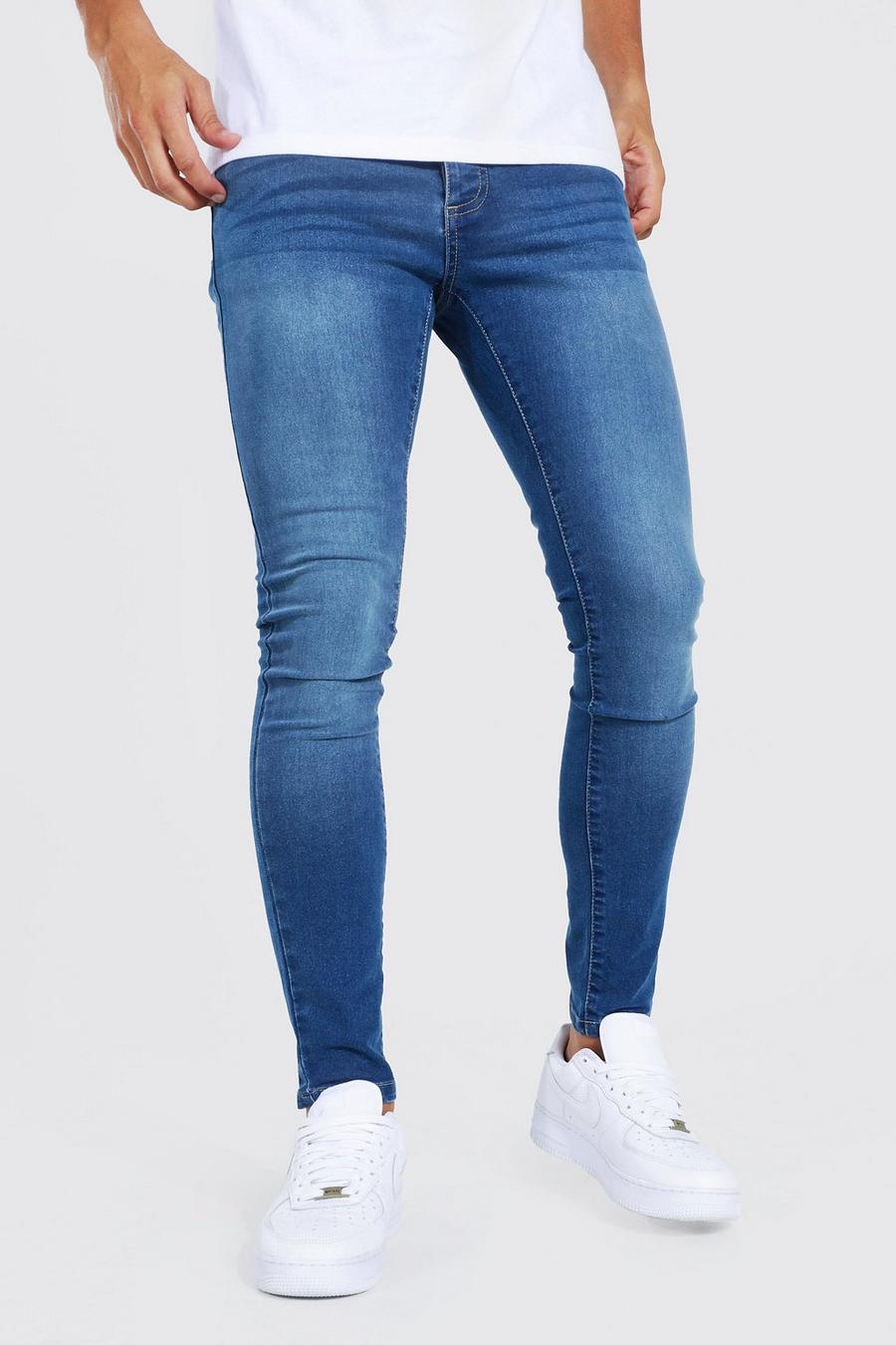 Jean super skinny en polyester recyclé, Mid blue image number 1