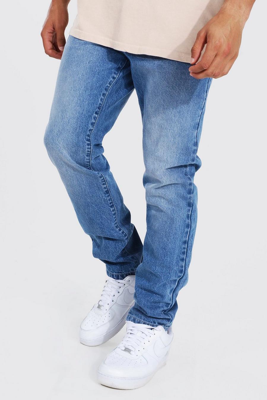 Jeans Slim Fit in denim rigido con cotone , Mid blue image number 1