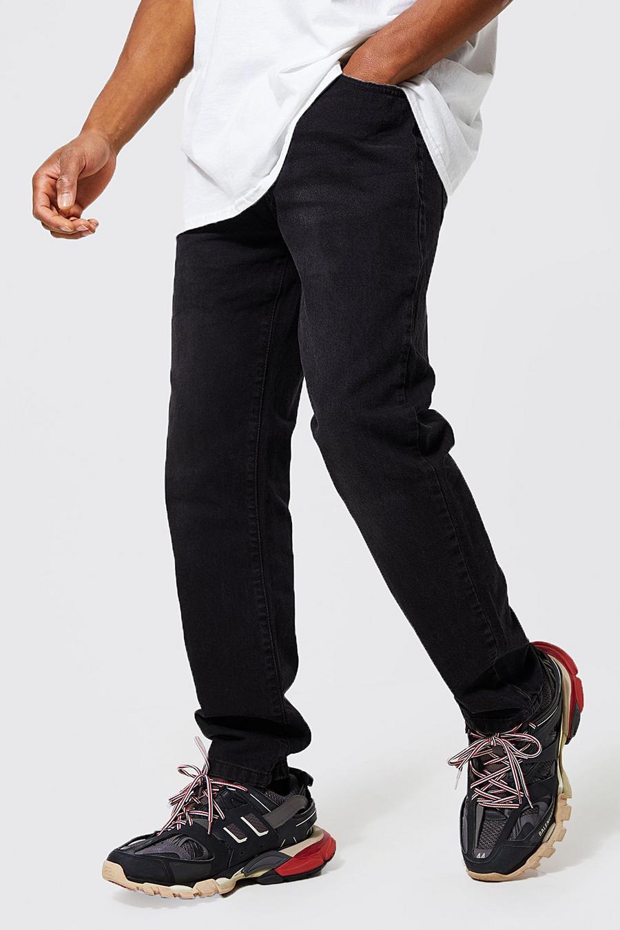 Jeans Slim Fit in denim rigido contenente cotone, Washed black image number 1