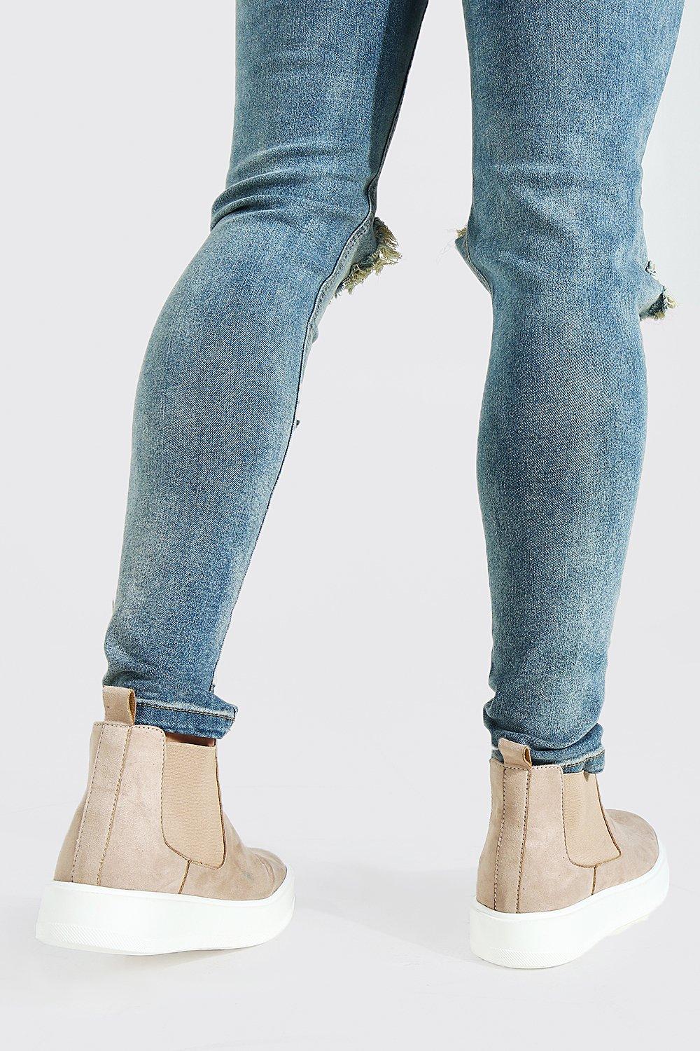 Faux Suede Trainer Sole Chelsea Boot