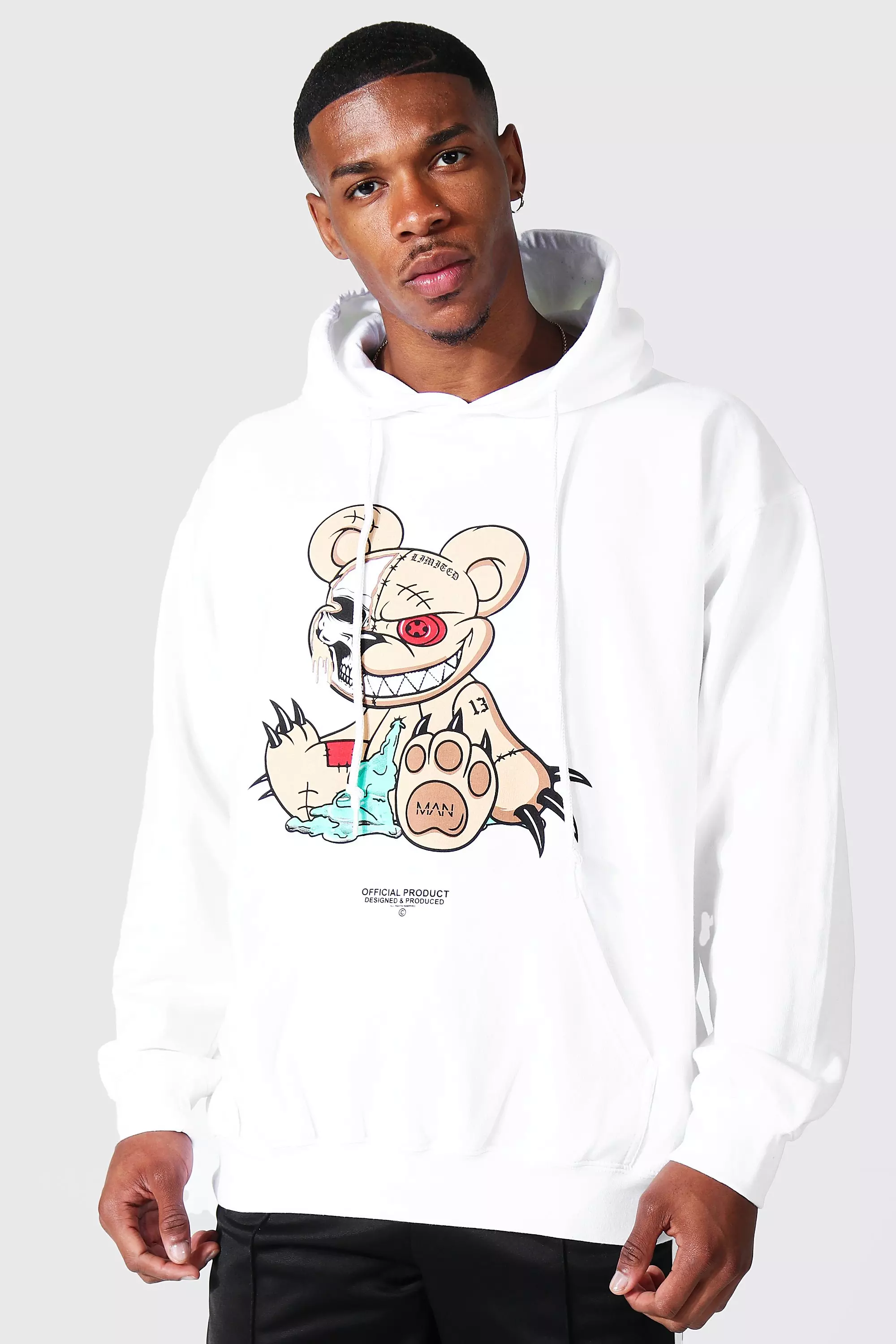 White on sale graphic hoodie