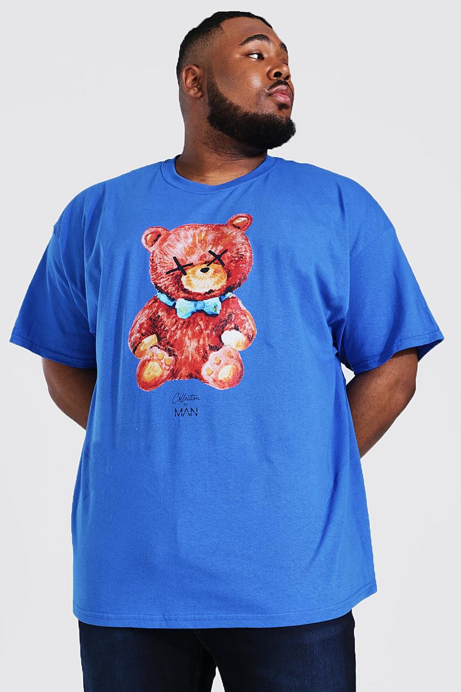Plus Size T-Shirt mit Teddy-Print, Cobalt blue image number 1