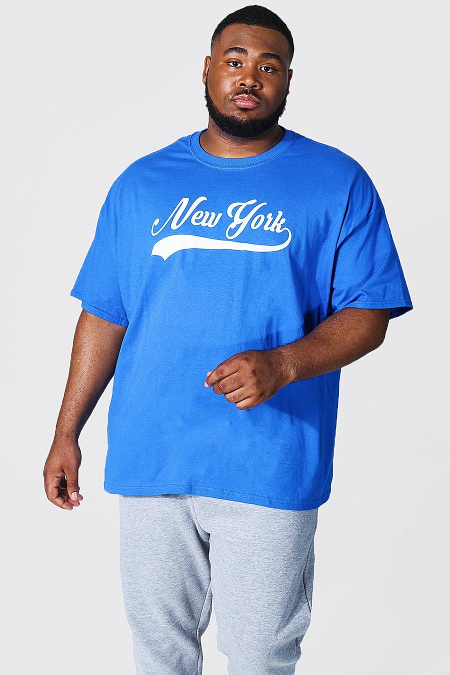 Plus Size T-Shirt mit New York Print, Cobalt bleu image number 1