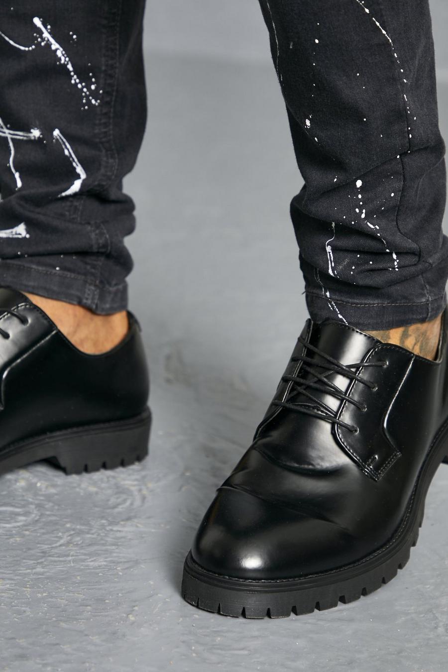 Black נעלי דרבי דמויות עור עם גימור מבריק image number 1