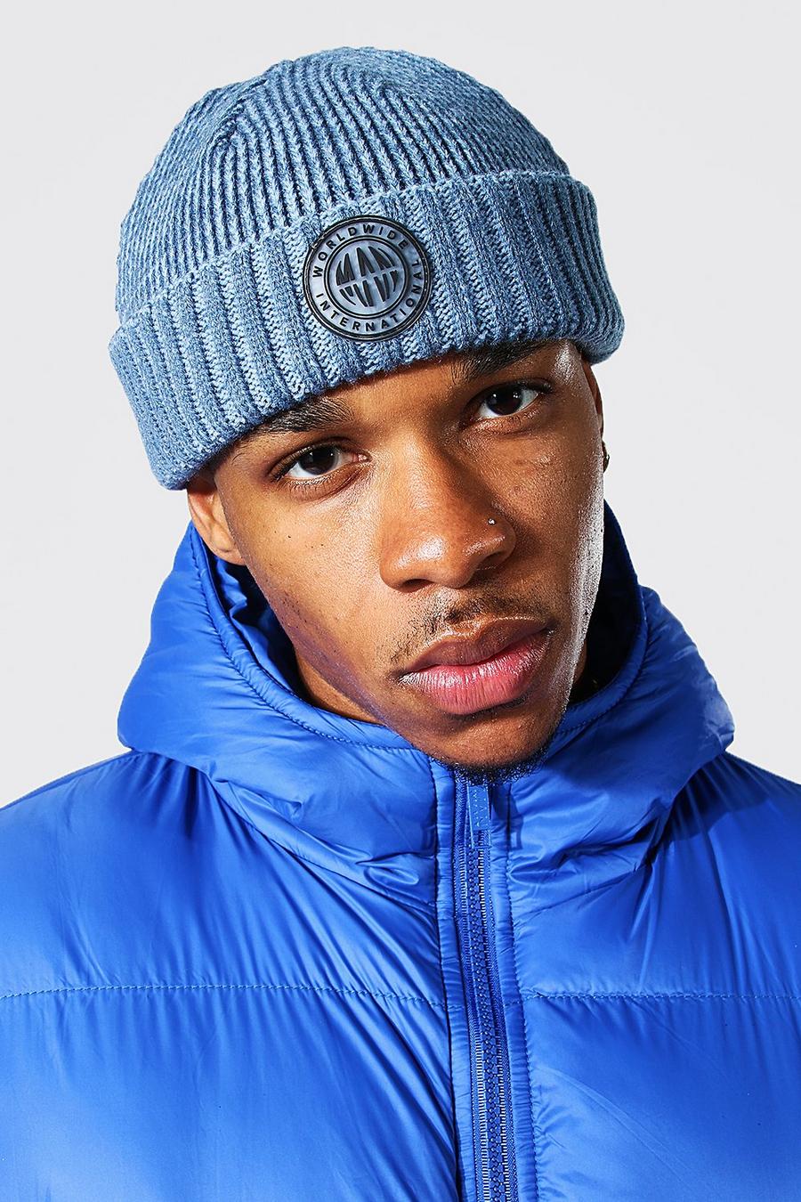 Blue bleu Plated Man Badge Micro Beanie image number 1