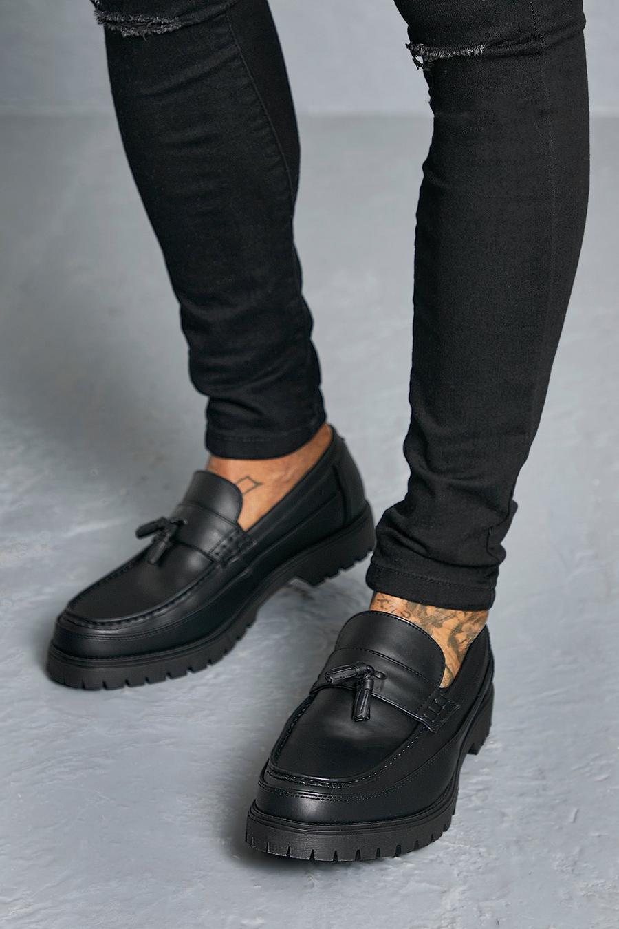 Black svart Chunky loafers i konstläder image number 1