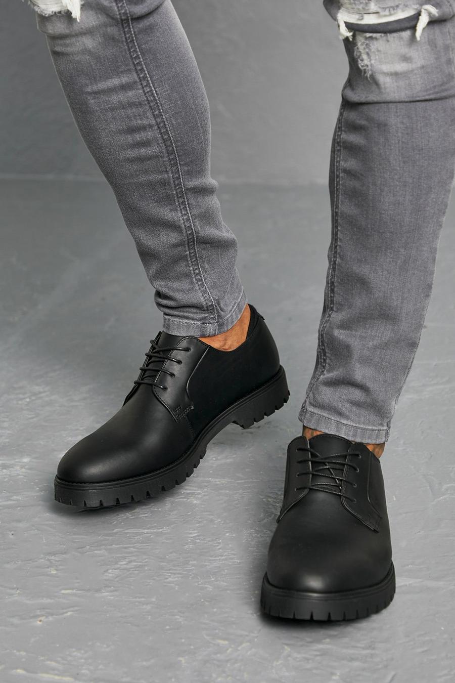 Black Smooth Faux Leather Derby image number 1
