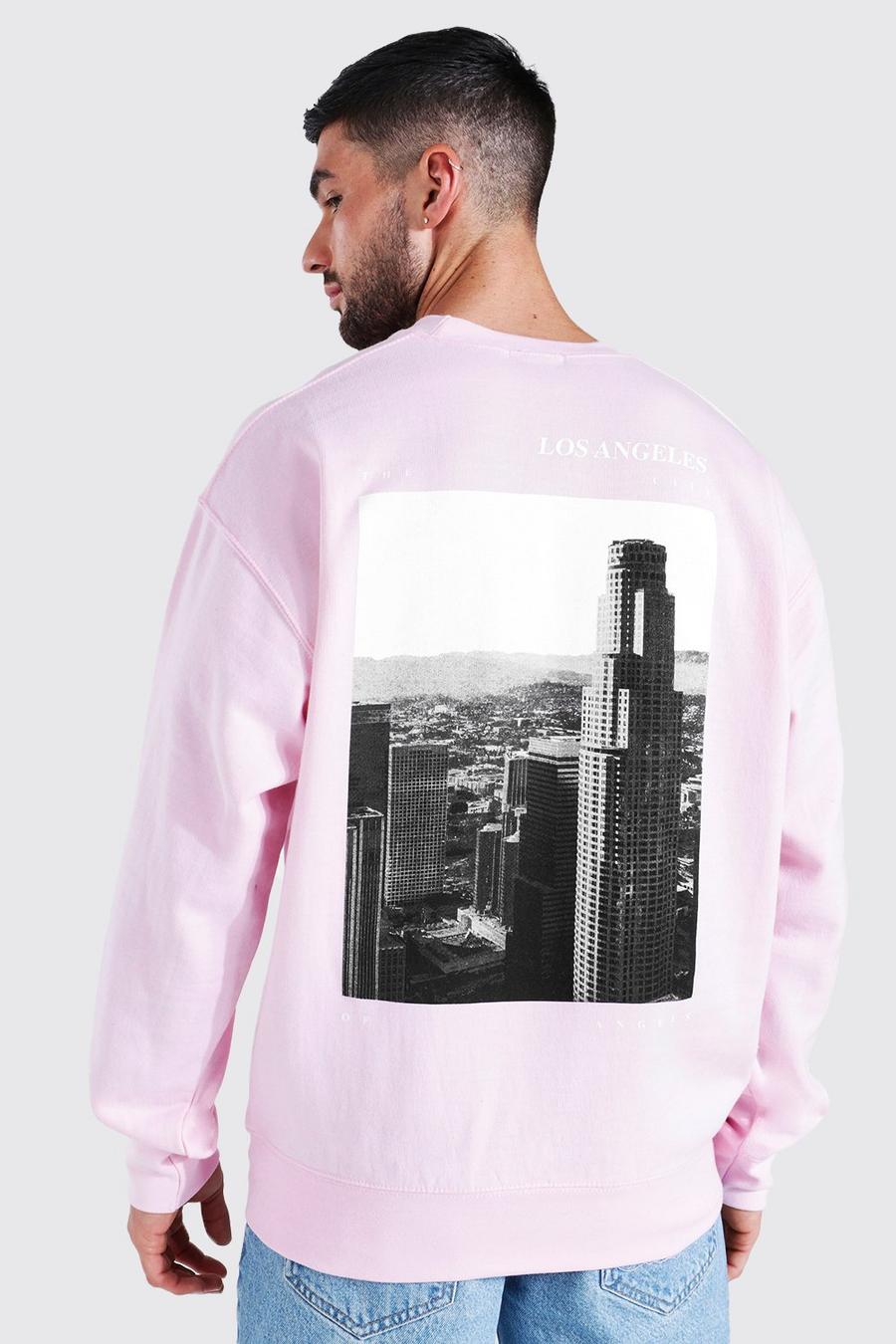 Light pink Oversized Los Angeles Back Print Sweatshirt image number 1
