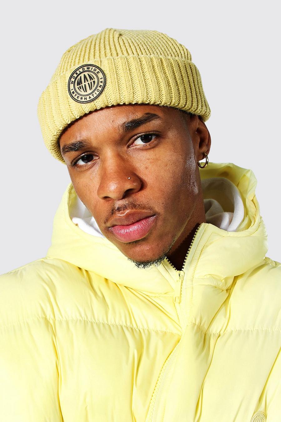Yellow Plated Man Badge Micro Beanie image number 1