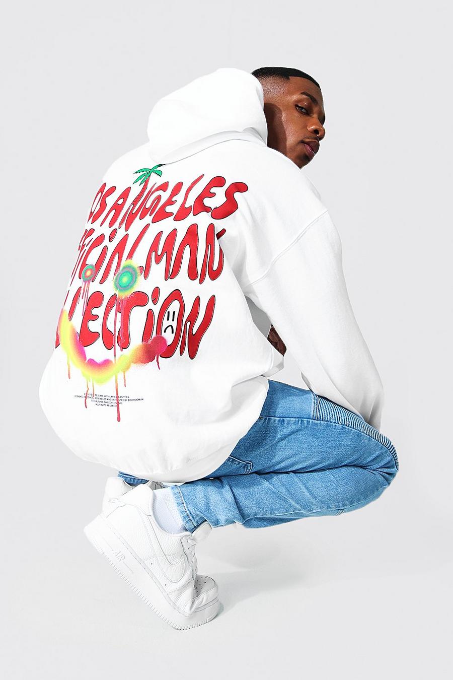 White Oversized Official Man Back Print Hoodie image number 1