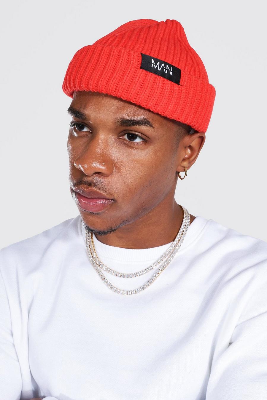 Red rouge Man Tab Ribbed Micro Beanie image number 1