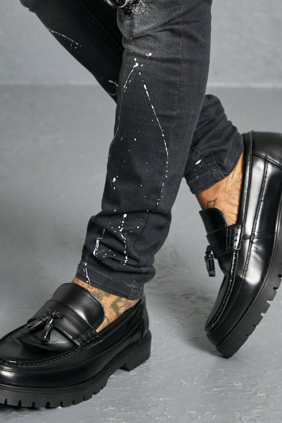 Black Smooth Faux Leather Chunky Loafer image number 1