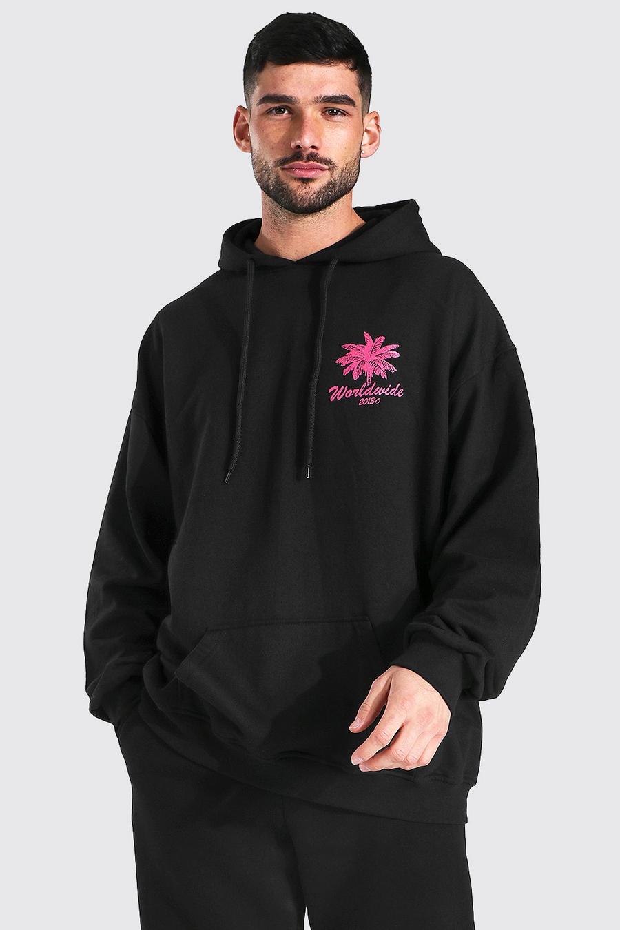 Black svart Worldwide Oversize hoodie image number 1