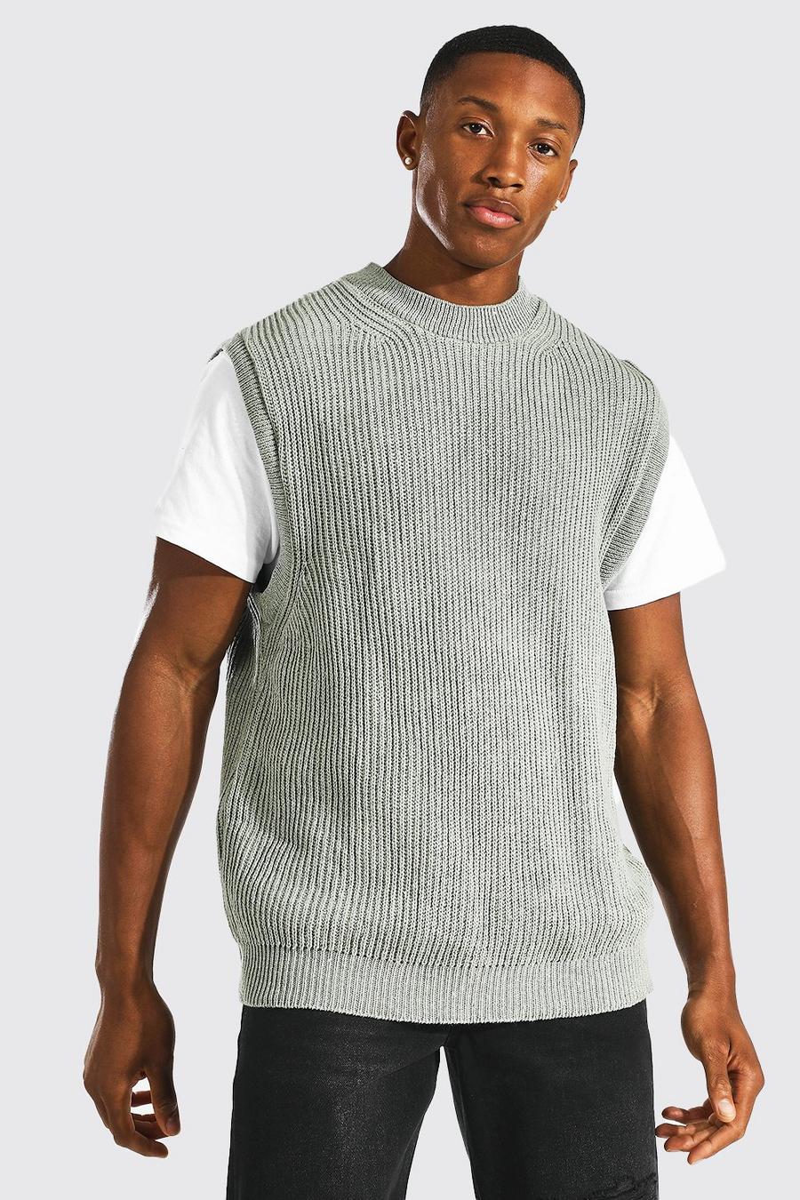 Sage grön Oversized Fit Chunky Textured Vest image number 1