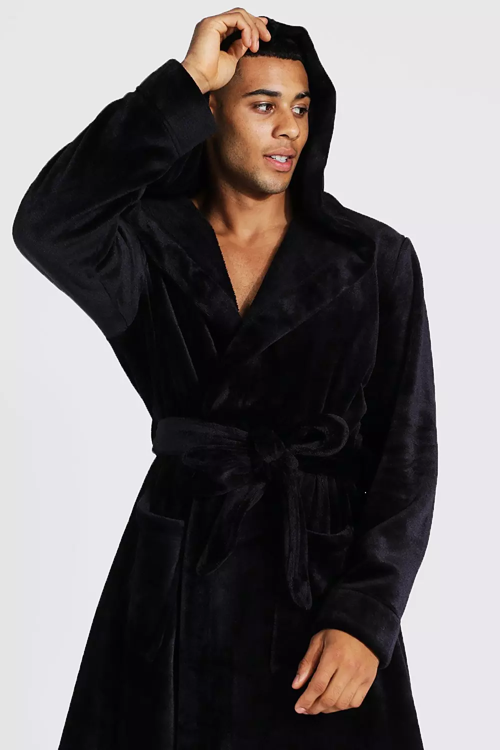 Black hooded dressing gown new arrivals