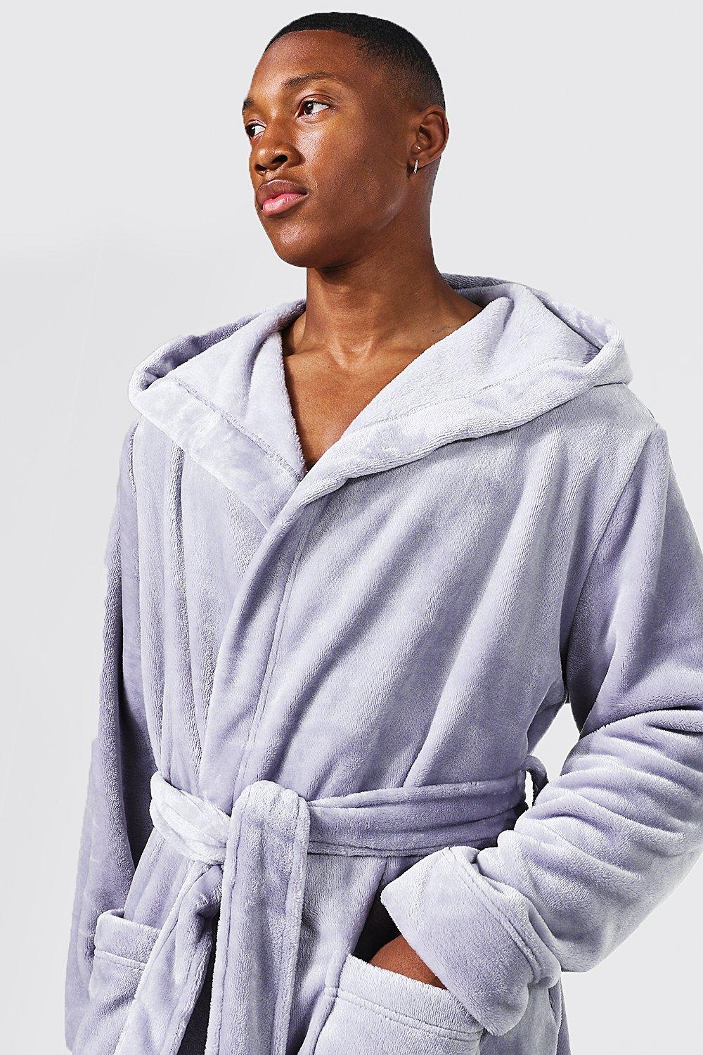 Fleece Hooded Dressing Gown boohoo