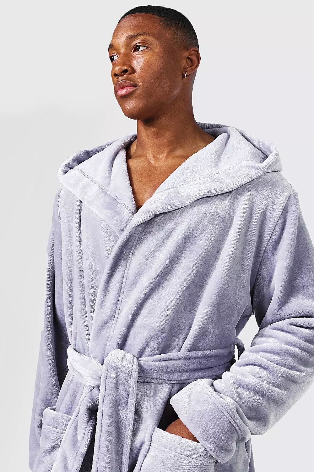 Fleece Hooded Long Dressing Gown