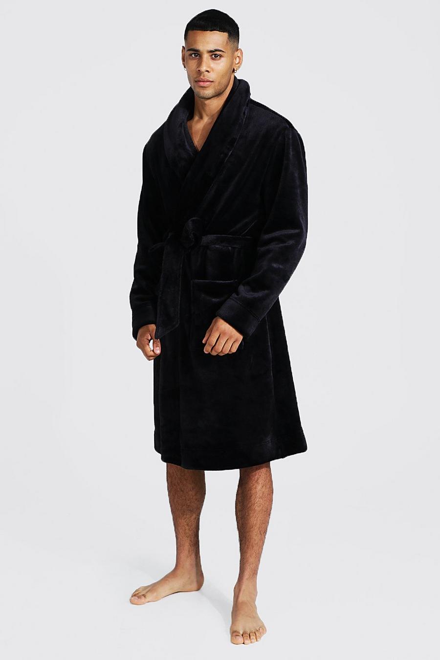 Black Fleece Shawl Collar Dressing Gown image number 1