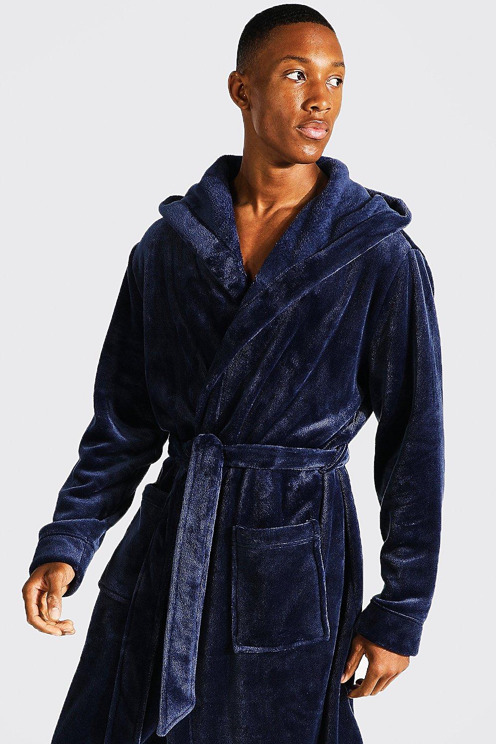 Fleece Hooded Dressing Gown boohoo