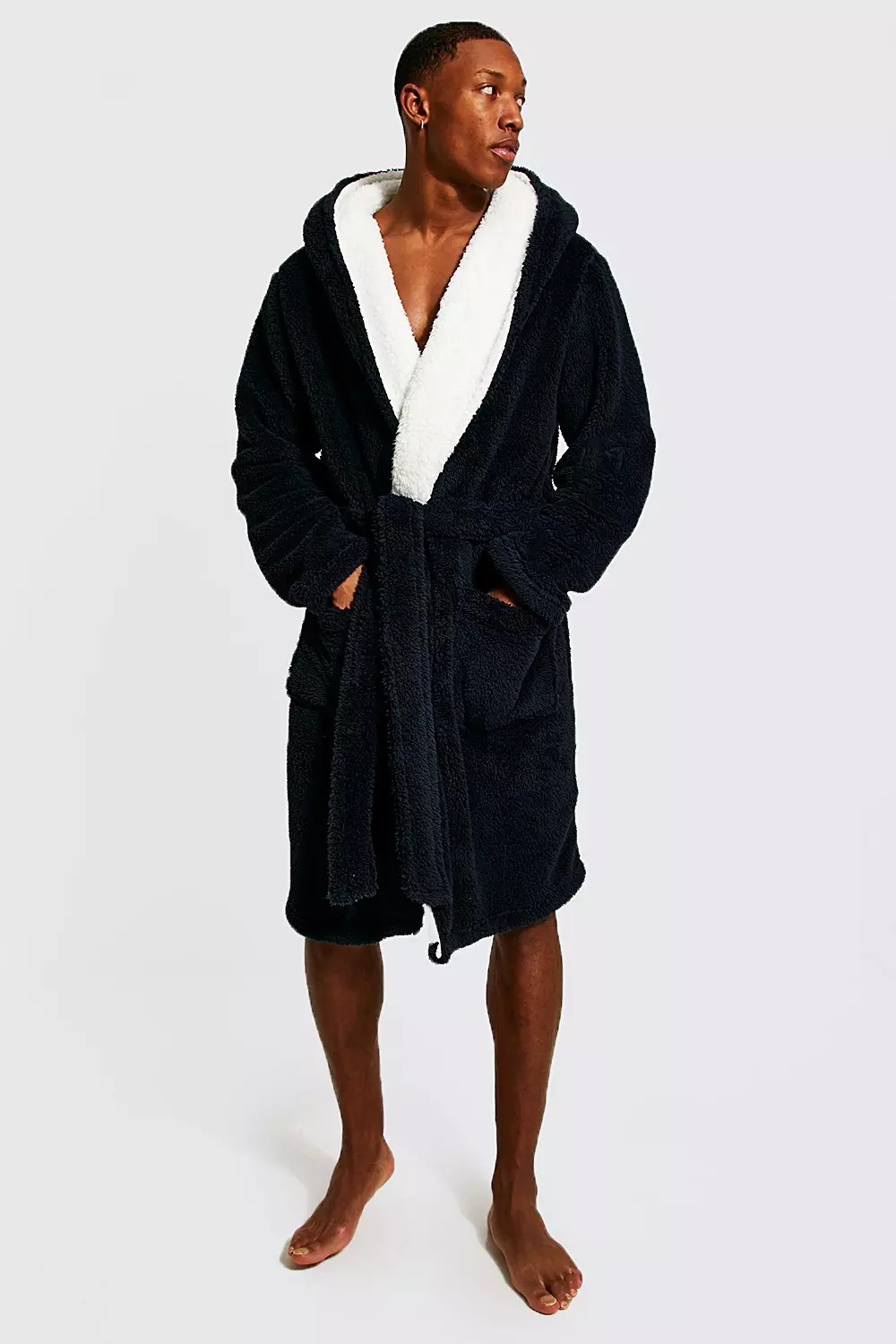 Mens fleece dressing discount gown with hood