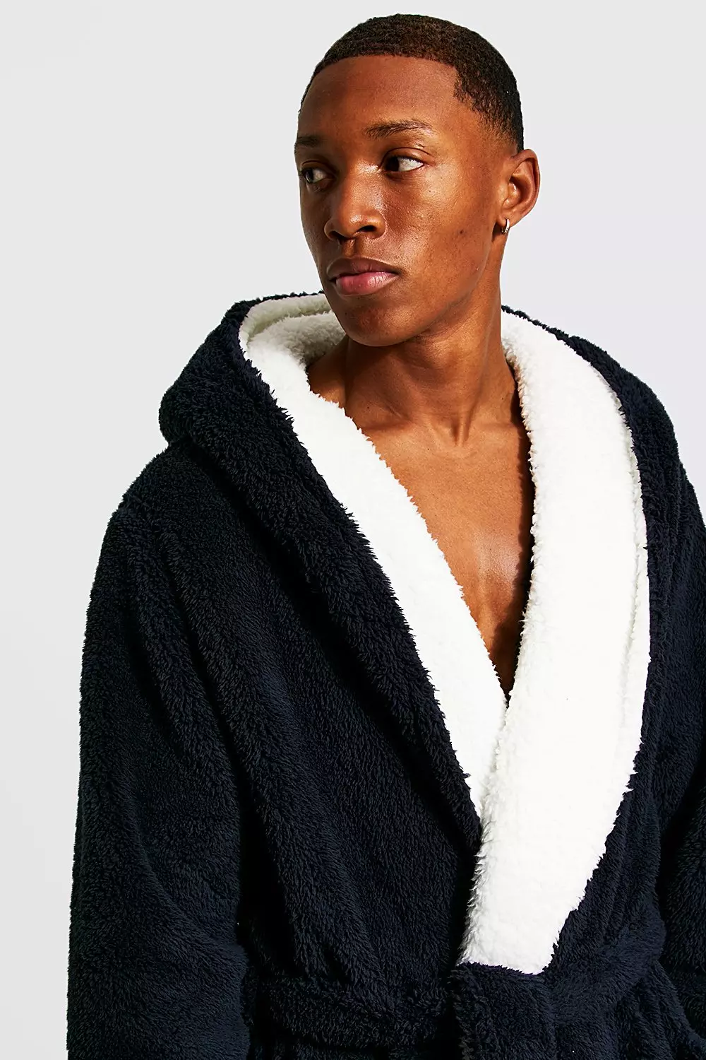 Mens borg lined hot sale dressing gown