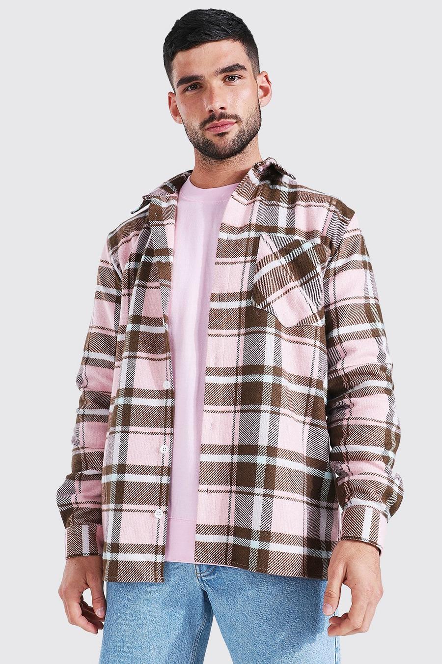 Light pink Long Sleeve Flannel Overshirt image number 1