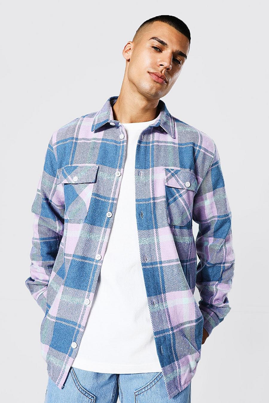 Lilac Long Sleeve Flannel Overshirt image number 1
