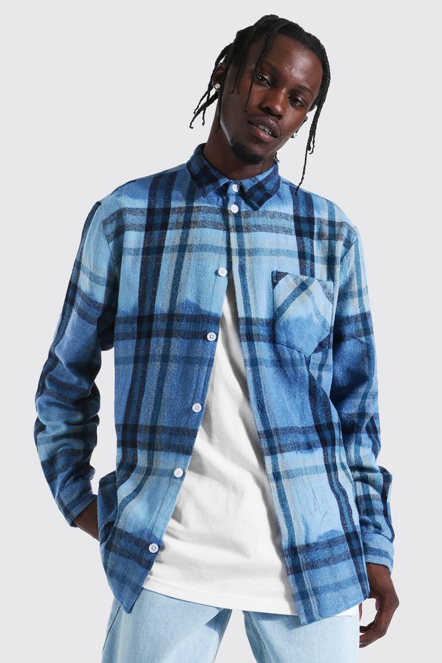 Cobalt blue Long Sleeve Ombre Check Overshirt image number 1