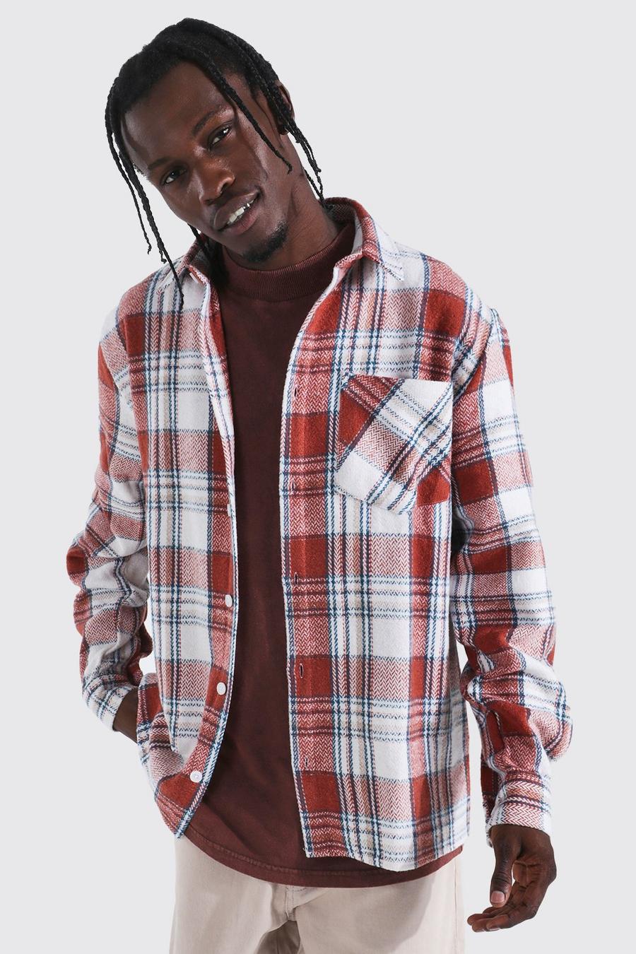 Red Long Sleeve Flannel Overshirt image number 1