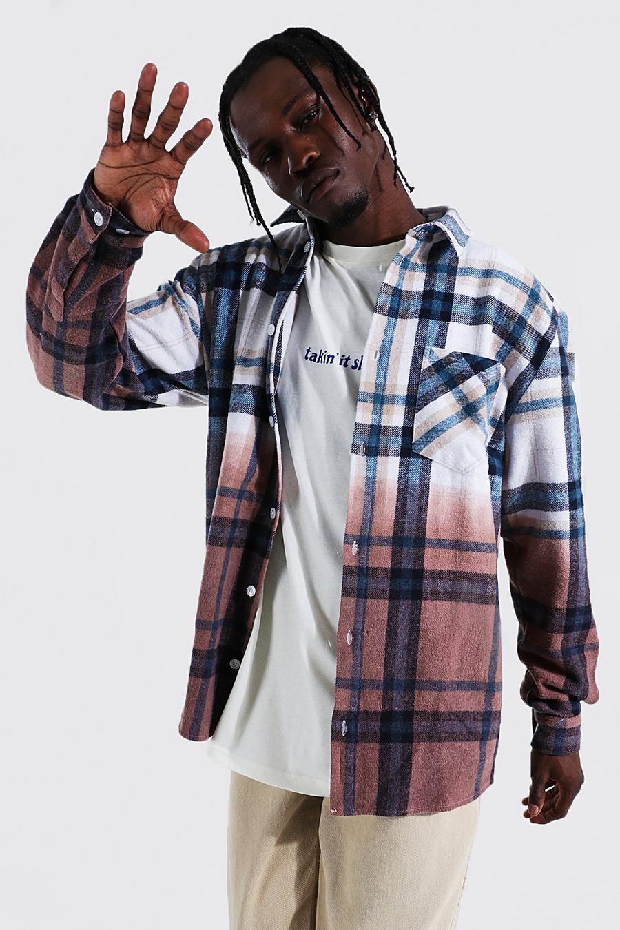 Chocolate Heavy Weight Ombre Check Overshirt image number 1