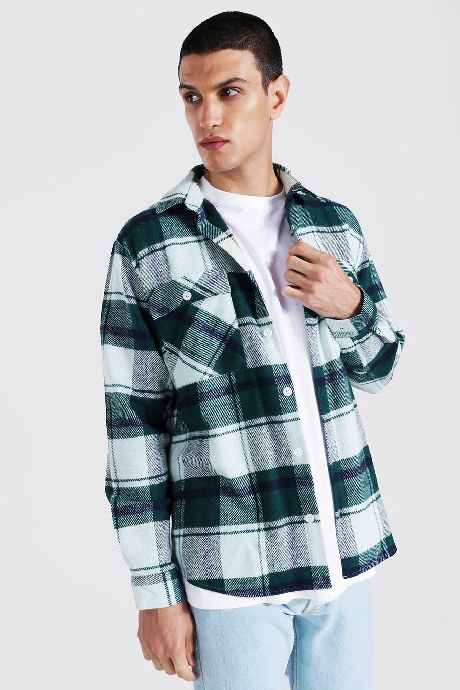 Sage green Heavy Weight Check Overshirt image number 1
